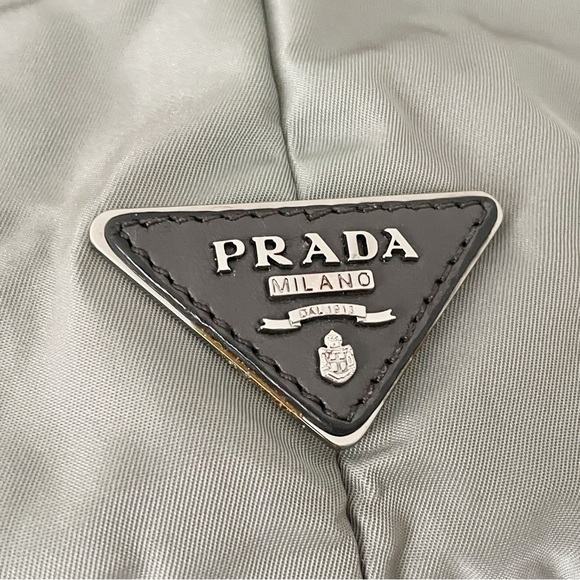 Prada green gray Tessuto nylon reversible travel tote bag - Picture 5 of 13